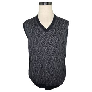 A|Xist Textured Black Gray 100% Cotton Sleeveless Knit Sweater Vest Men’s L